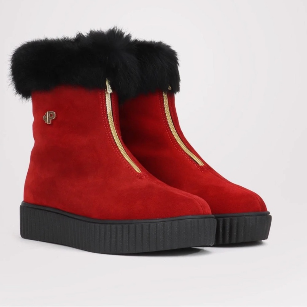 Pajar Canada Celia Red Genuine Red Suede Leather/Fur Boots Women’s Size 7